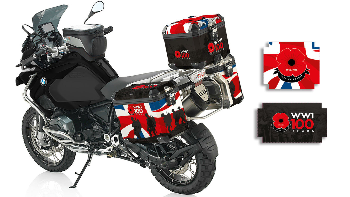 BMW GSA Pannier Stickers WW1 Centenary 1918-2018 Decals