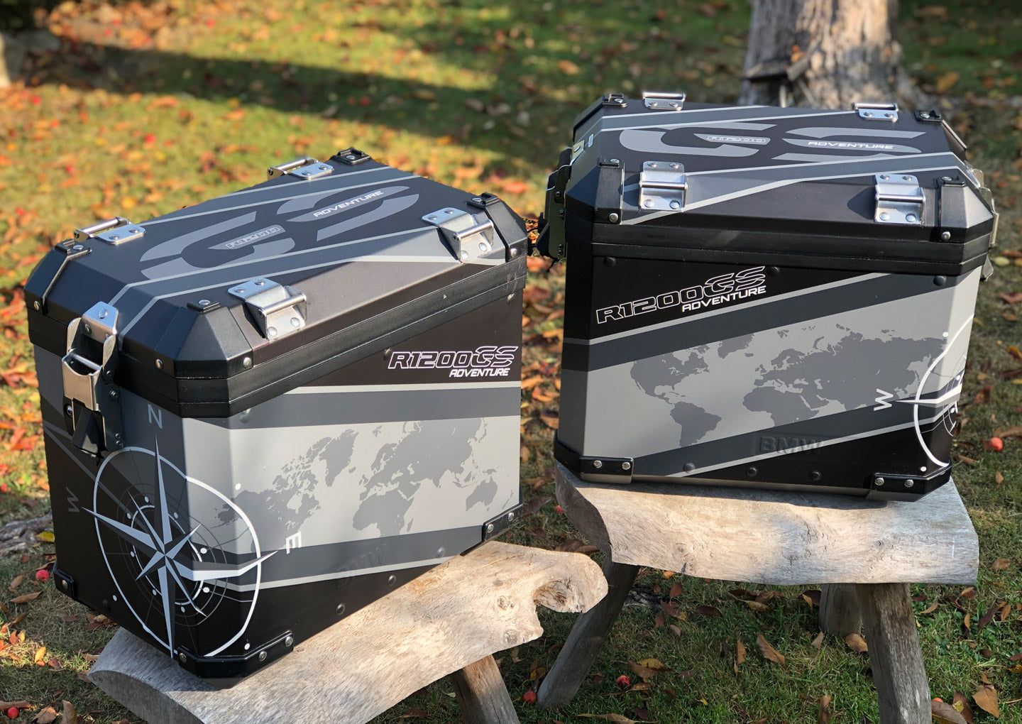 BMW R1200 & R1250 GSA Triple Black World & Compass Panniers & Top Box Decals