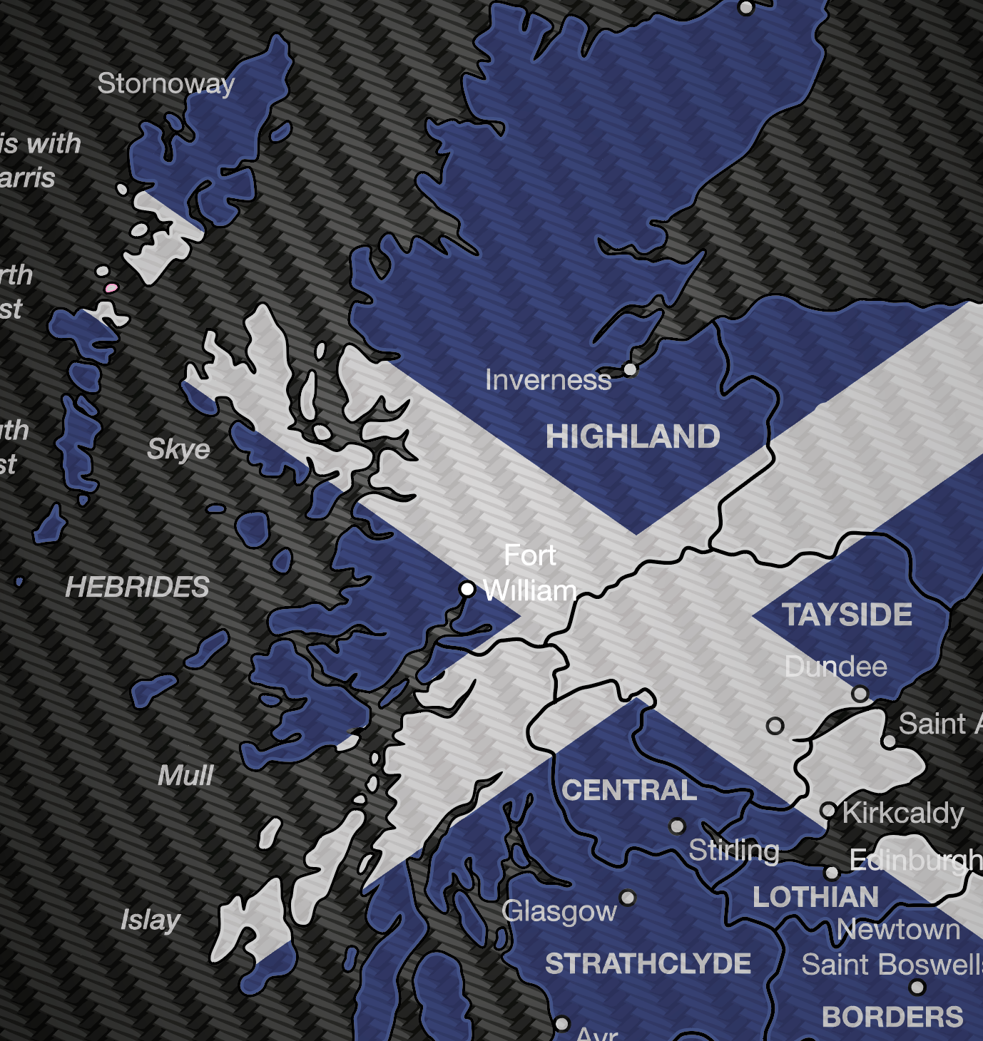 Carbon fibre effect Scotland Saltire Pannier Stickers Decals
